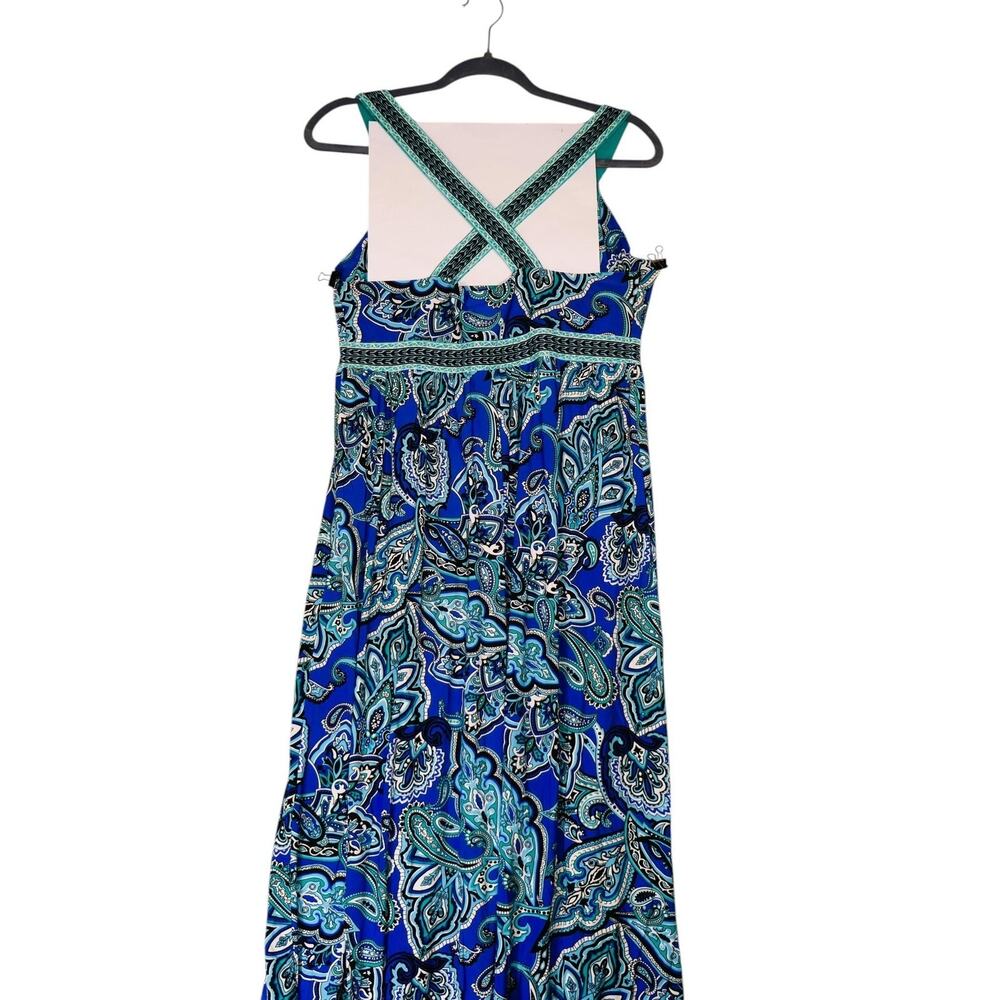 INC International Concepts Dress Womens Petite M Blue Paisley Maxi Strappy Boho - Picture 6 of 11